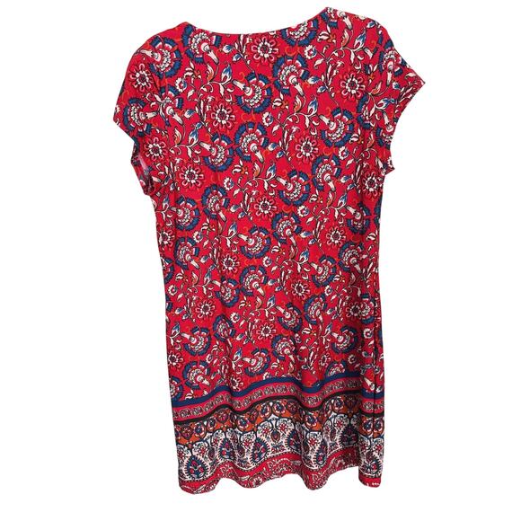 Madison Leigh Paisley Bow Short Sleeve Shift Dress 12 Red Casual Office Fall - Picture 4 of 6